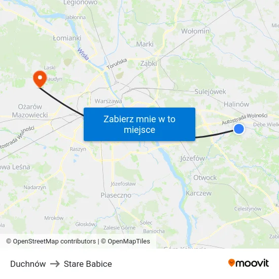 Duchnów to Stare Babice map