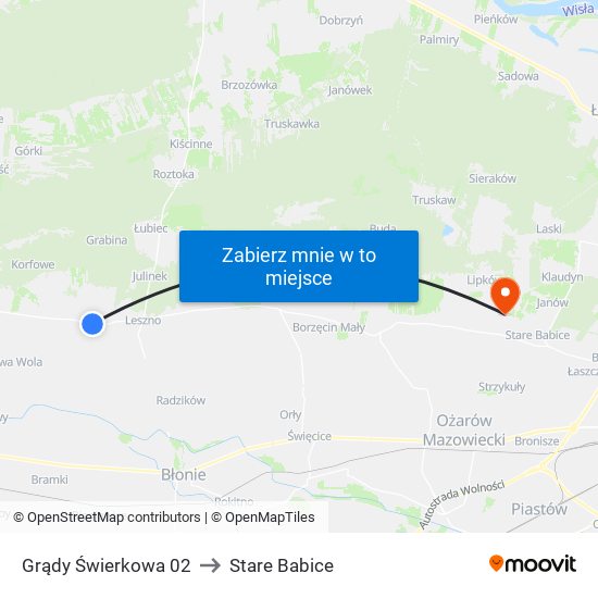 Grądy Świerkowa 02 to Stare Babice map