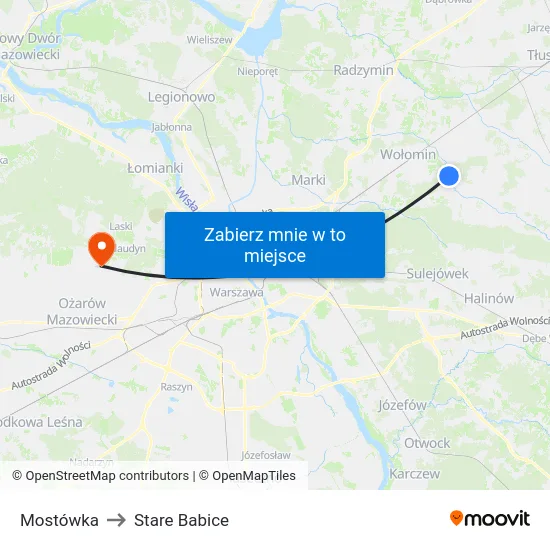 Mostówka to Stare Babice map