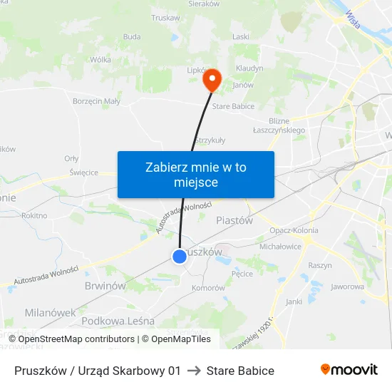 Pruszków / Urząd Skarbowy 01 to Stare Babice map