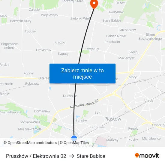 Pruszków / Elektrownia 02 to Stare Babice map