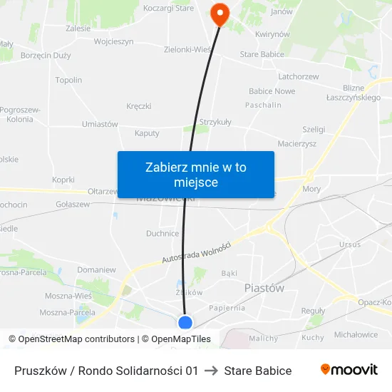 Pruszków / Rondo Solidarności 01 to Stare Babice map