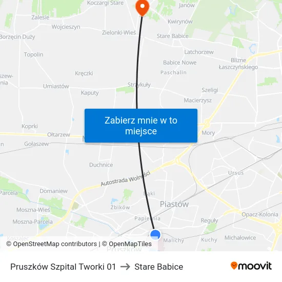 Pruszków Szpital Tworki 01 to Stare Babice map