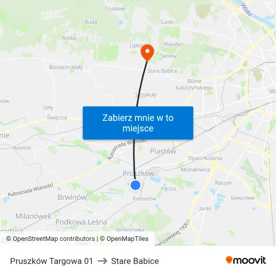 Pruszków Targowa 01 to Stare Babice map