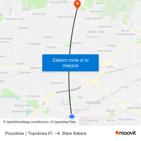 Pruszków / Topolowa 01 to Stare Babice map