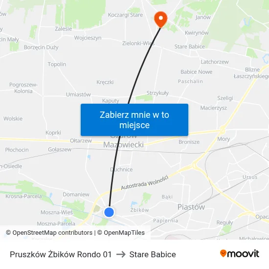 Pruszków Żbików Rondo 01 to Stare Babice map