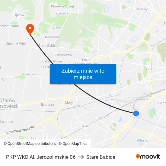 PKP WKD Al. Jerozolimskie 06 to Stare Babice map