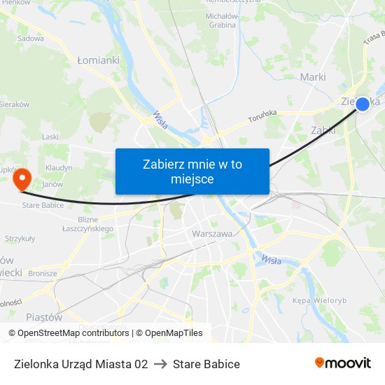 Zielonka Urząd Miasta 02 to Stare Babice map