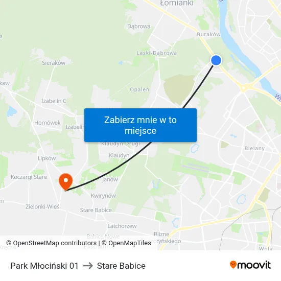 Park Młociński 01 to Stare Babice map