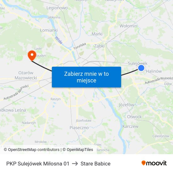 PKP Sulejówek Miłosna 01 to Stare Babice map