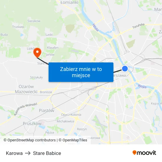 Karowa to Stare Babice map