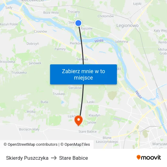 Skierdy Puszczyka to Stare Babice map