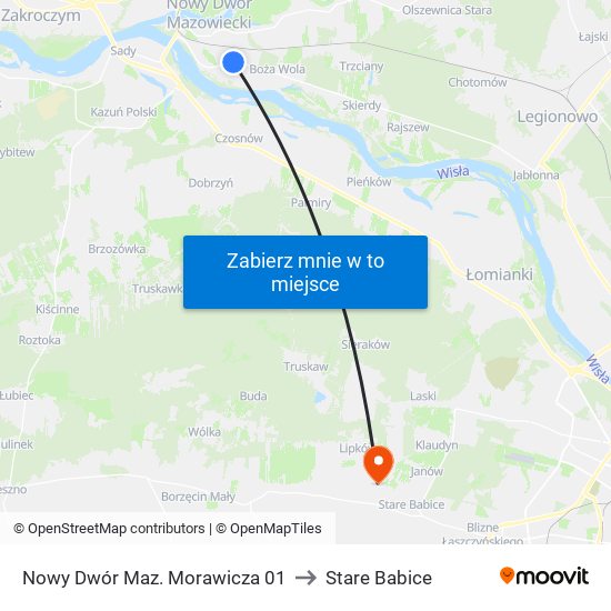 Nowy Dwór Mazowiecki Morawicza to Stare Babice map