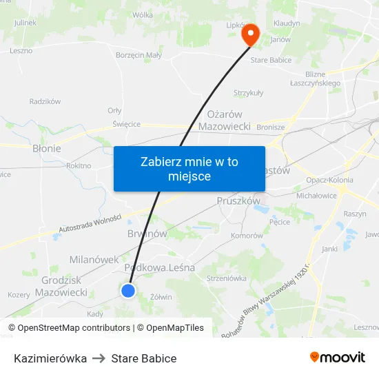 Kazimierówka to Stare Babice map