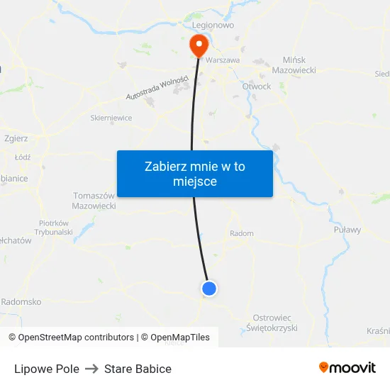 Lipowe Pole to Stare Babice map