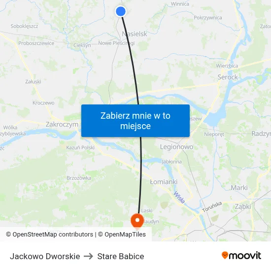 Jackowo Dworskie to Stare Babice map
