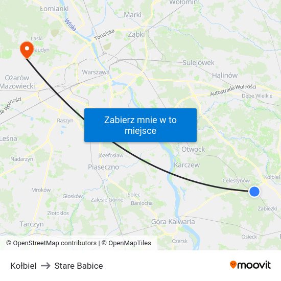 Kołbiel to Stare Babice map