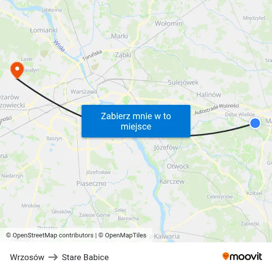 Wrzosów to Stare Babice map