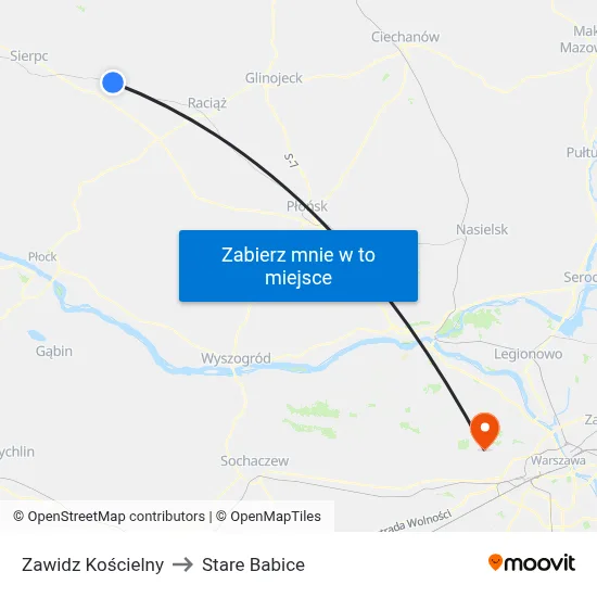 Zawidz Kościelny to Stare Babice map