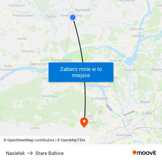 Nasielsk to Stare Babice map