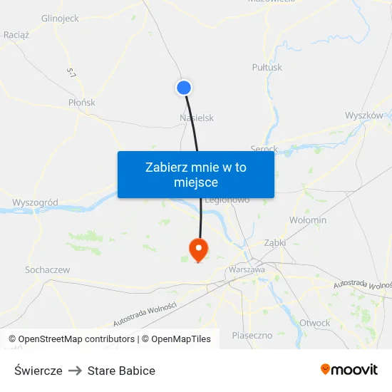 Świercze to Stare Babice map