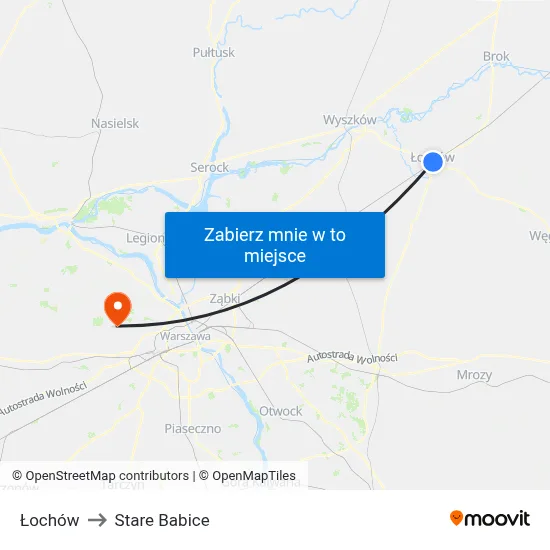 Łochów to Stare Babice map