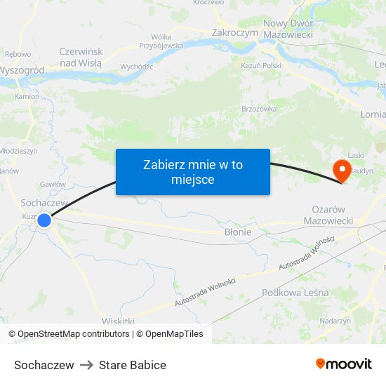 Sochaczew to Stare Babice map