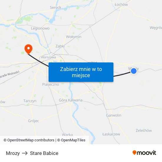 Mrozy to Stare Babice map