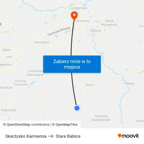 Skarżysko Kamienna to Stare Babice map