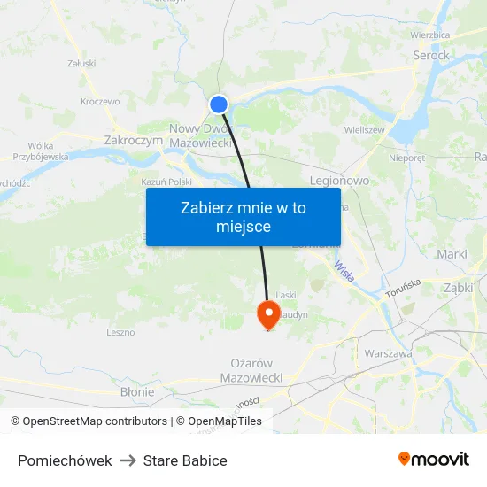 Pomiechówek to Stare Babice map