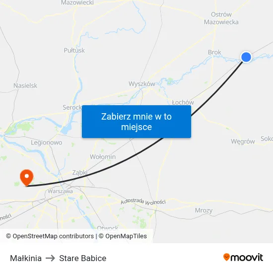 Małkinia to Stare Babice map
