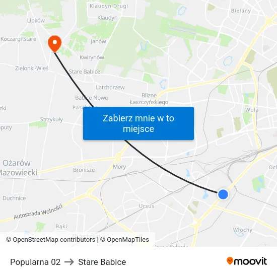 Popularna 02 to Stare Babice map