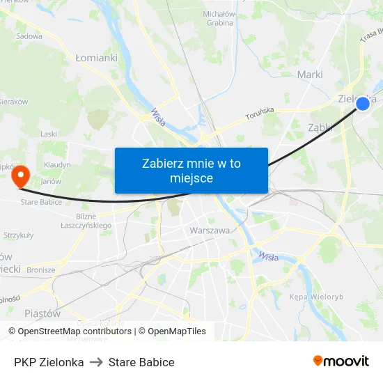 PKP Zielonka to Stare Babice map