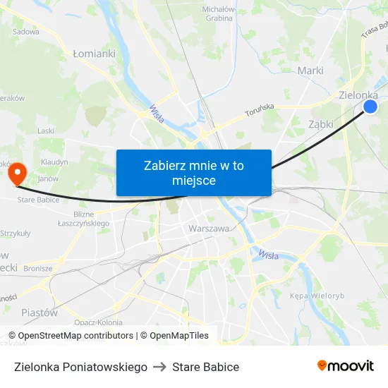 Zielonka Poniatowskiego to Stare Babice map