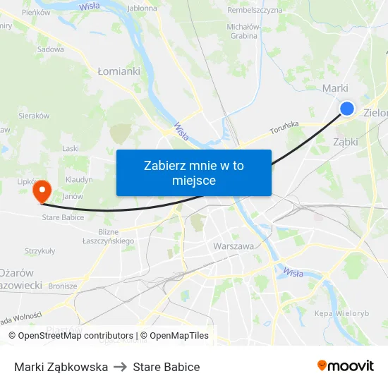 Marki Ząbkowska to Stare Babice map