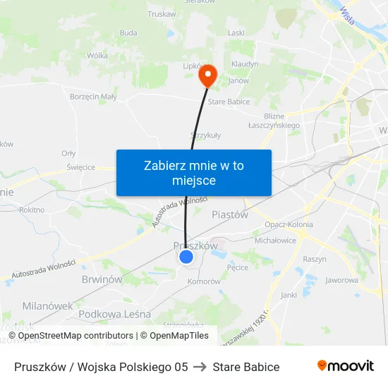 Pruszków / Wojska Polskiego 05 to Stare Babice map