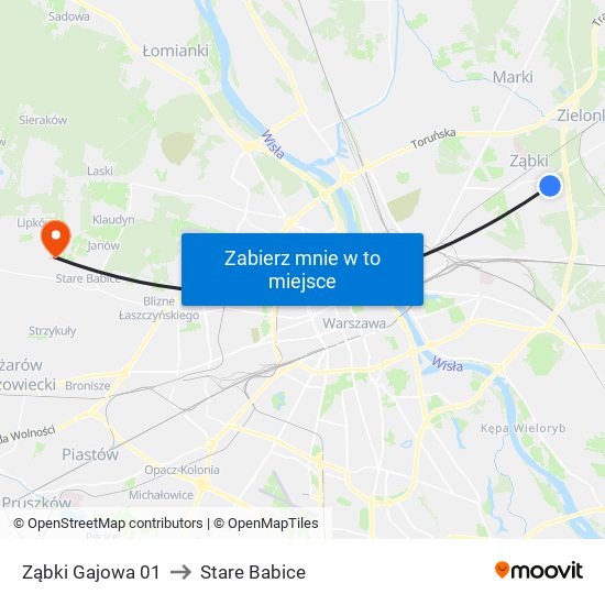 Ząbki Gajowa 01 to Stare Babice map