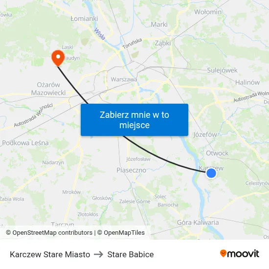 Karczew Stare Miasto to Stare Babice map