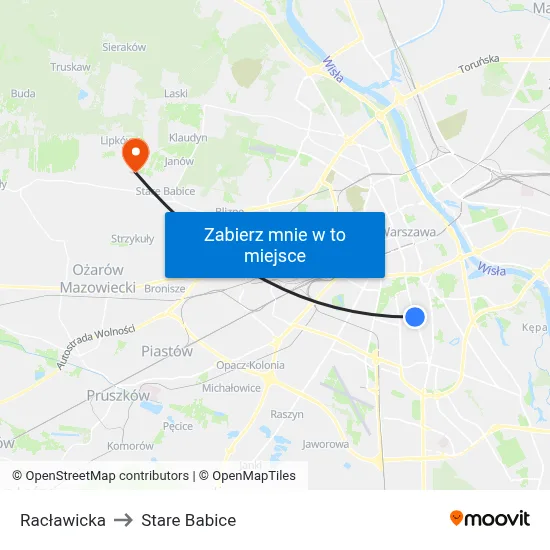 Racławicka to Stare Babice map
