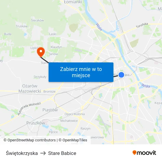 Świętokrzyska to Stare Babice map