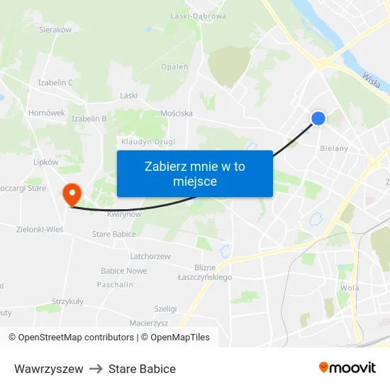 Wawrzyszew to Stare Babice map