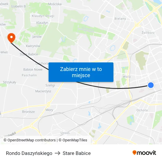 Rondo Daszyńskiego to Stare Babice map