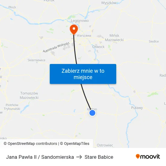 Jana Pawła II / Sandomierska to Stare Babice map