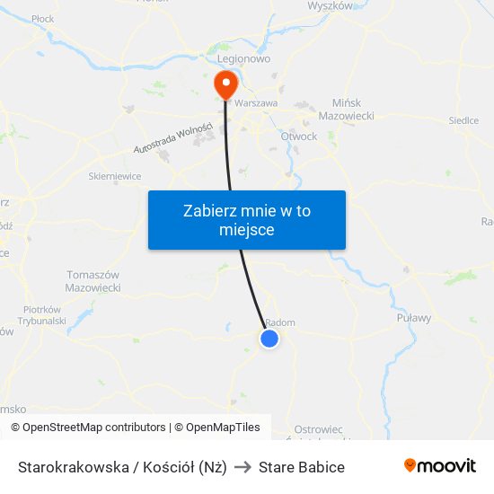 Starokrakowska / Kościół (Nż) to Stare Babice map