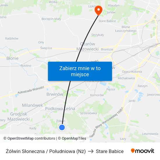 Żółwin Słoneczna / Południowa (Nż) to Stare Babice map