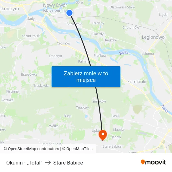 Okunin - „Total” to Stare Babice map