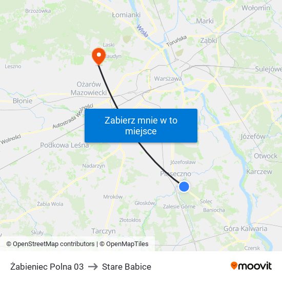 Żabieniec Polna 03 to Stare Babice map