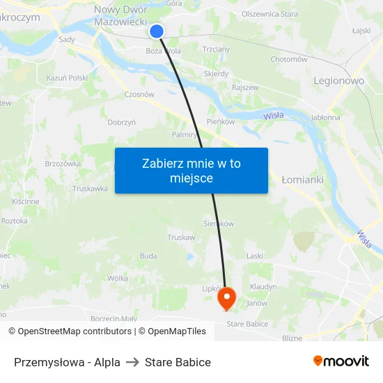 Przemysłowa - Alpla to Stare Babice map