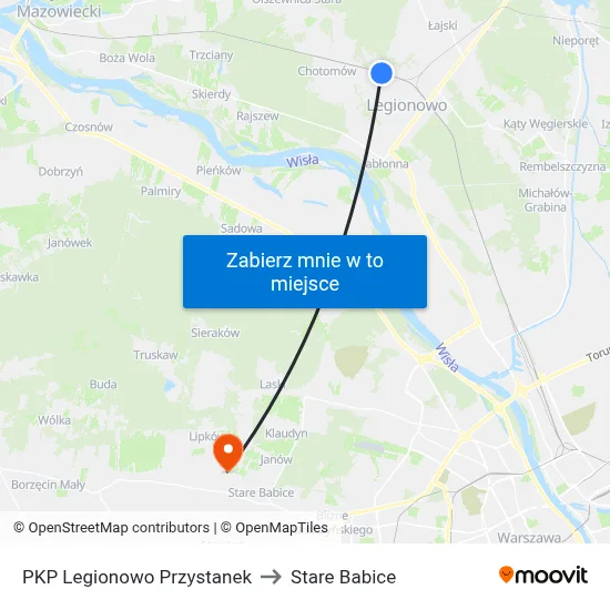 PKP Legionowo Przystanek to Stare Babice map