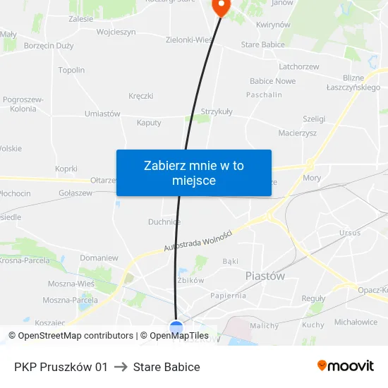 PKP Pruszków 01 to Stare Babice map